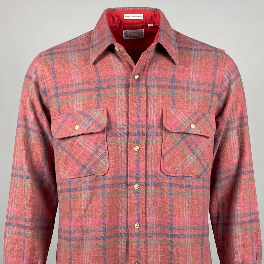 Vintage Sears Roebuck Flannel Shirt Mens L Plaid Red Acrylic Wool Quilted Lined